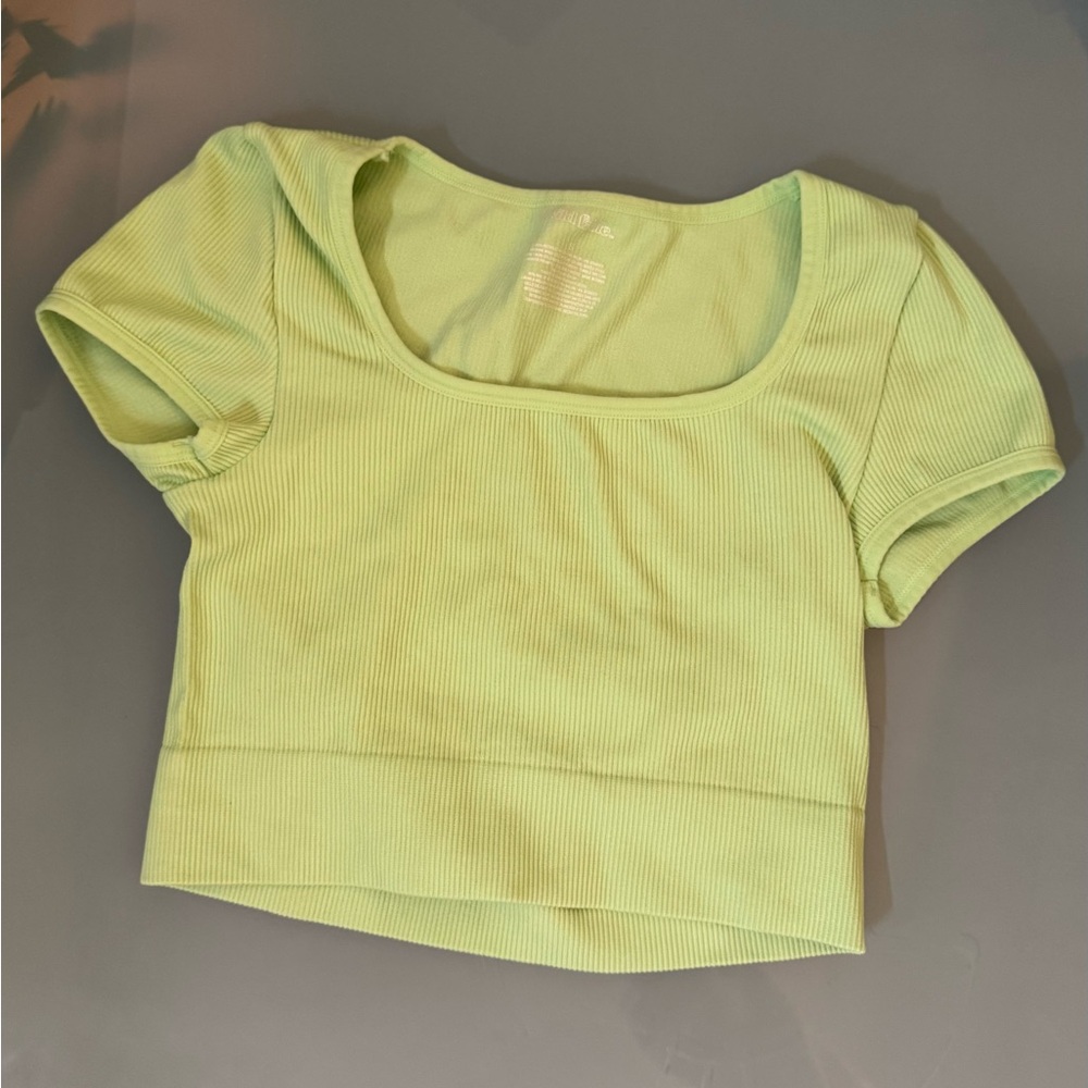 Lime Green Ribbed Women's Top